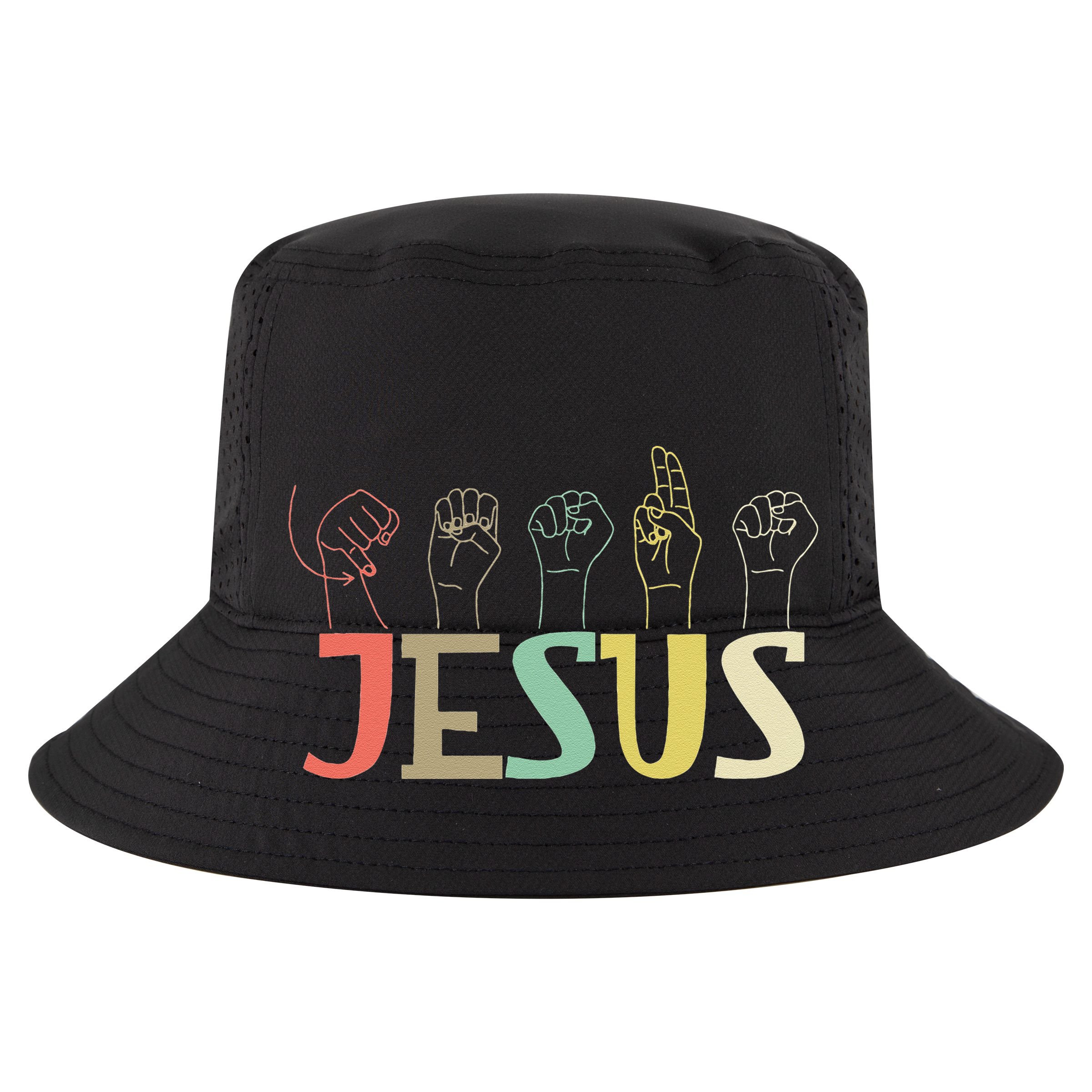 Jesus ASL Christian Deaf DHH ASL Teacher Sign Language 7 Panel Mesh Trucker Snapback Hat