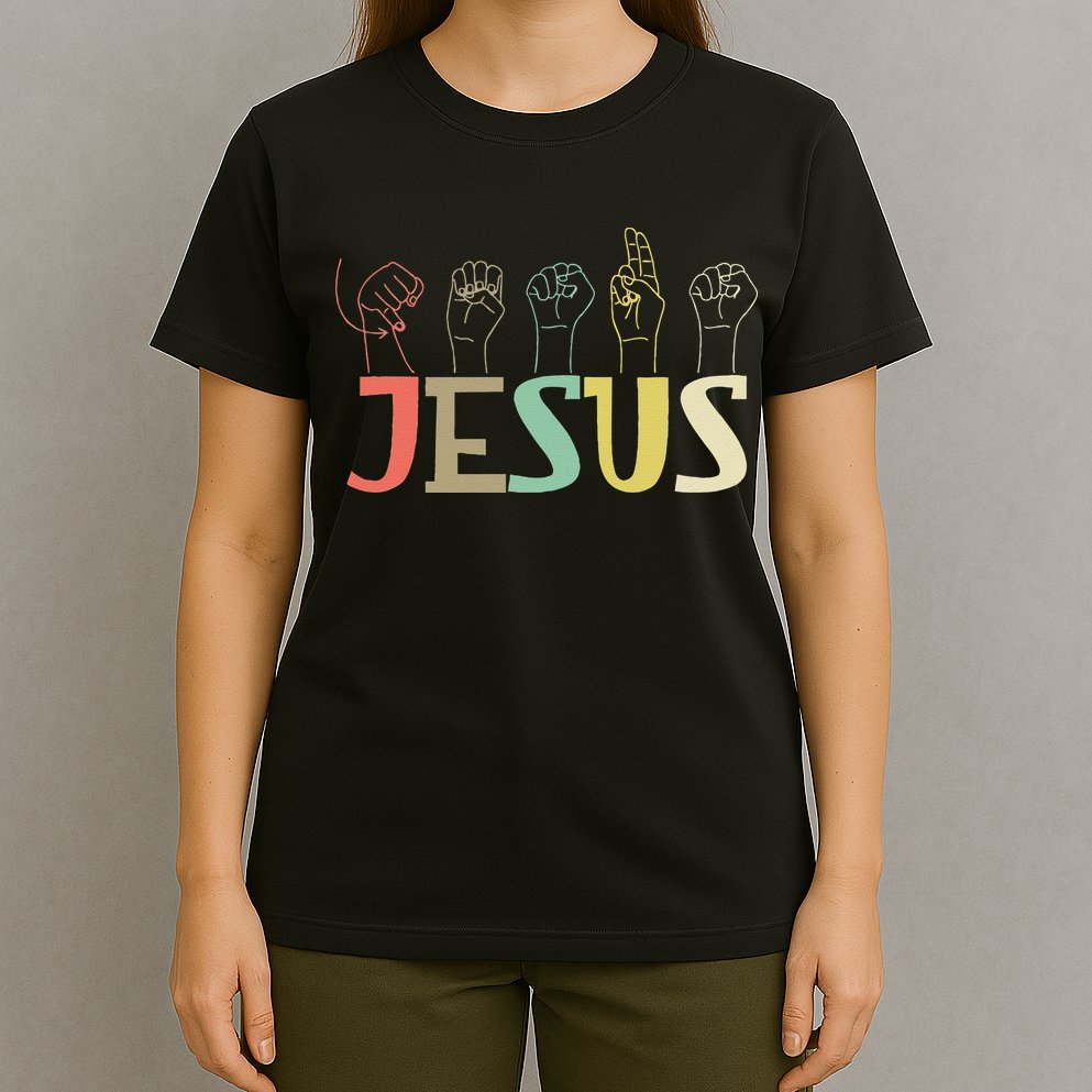 Jesus ASL Christian Deaf DHH ASL Teacher Sign Language T-Shirt