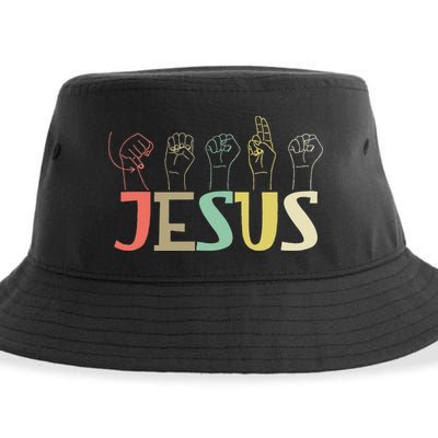 Jesus ASL Christian Deaf DHH ASL Teacher Sign Language Sustainable Bucket Hat