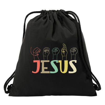 Jesus ASL Christian Deaf DHH ASL Teacher Sign Language Drawstring Bag