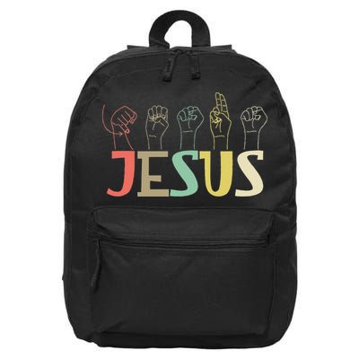 Jesus ASL Christian Deaf DHH ASL Teacher Sign Language 16 in Basic Backpack