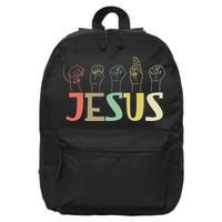 Jesus ASL Christian Deaf DHH ASL Teacher Sign Language 16 in Basic Backpack