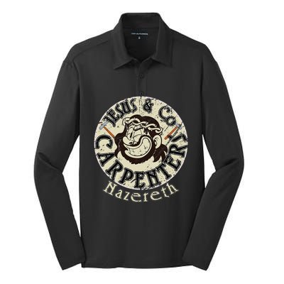 Jesus And Co Carpenters Funny Silk Touch Performance Long Sleeve Polo