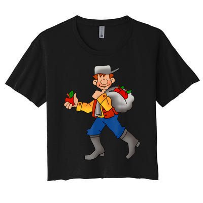 Johnny Appleseed Costume Women's Crop Top Tee