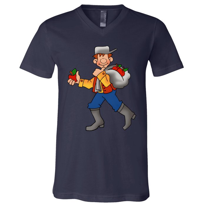 Johnny Appleseed Costume Funny Meme V-Neck T-Shirt