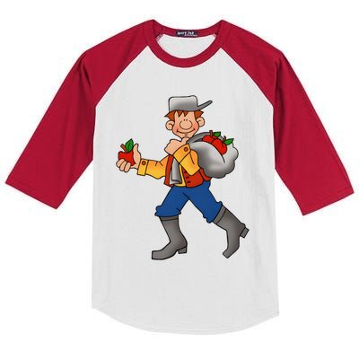 Johnny Appleseed Costume Funny Meme Kids Colorblock Raglan Jersey