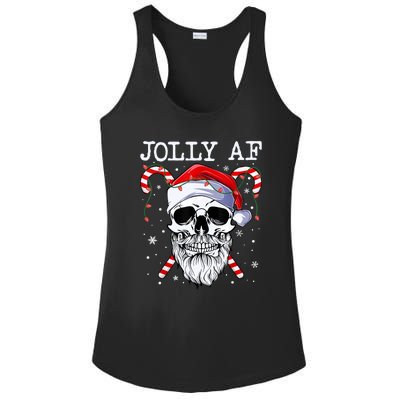 Jolly Af Christmas Skull Santa Hat Happy Xmas Holidays Retro Ladies PosiCharge Competitor Racerback Tank