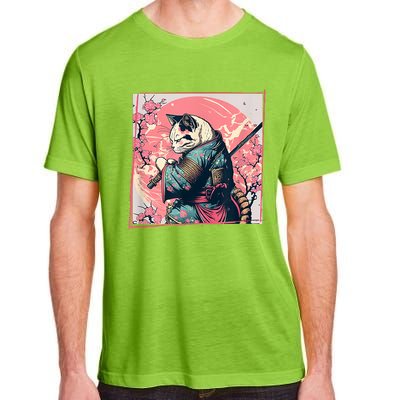 Japanese Art Cat Ninja Ukiyo E Anime Style Samurai Cat Adult ChromaSoft Performance T-Shirt