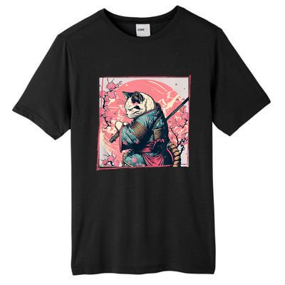 Japanese Art Cat Ninja Ukiyo E Anime Style Samurai Cat Tall Fusion ChromaSoft Performance T-Shirt