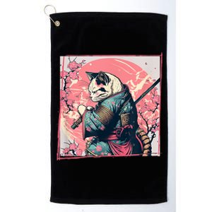 Japanese Art Cat Ninja Ukiyo E Anime Style Samurai Cat Platinum Collection Golf Towel