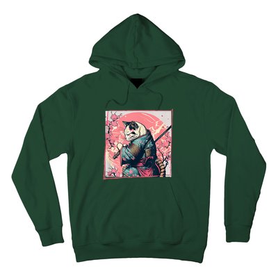 Japanese Art Cat Ninja Ukiyo E Anime Style Samurai Cat Hoodie