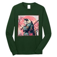 Japanese Art Cat Ninja Ukiyo E Anime Style Samurai Cat Long Sleeve Shirt