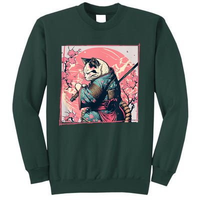 Japanese Art Cat Ninja Ukiyo E Anime Style Samurai Cat Sweatshirt