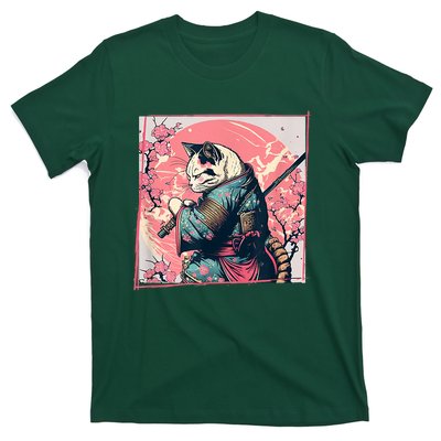 Japanese Art Cat Ninja Ukiyo E Anime Style Samurai Cat T-Shirt