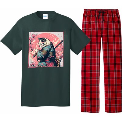 Japanese Art Cat Ninja Ukiyo E Anime Style Samurai Cat Pajama Set