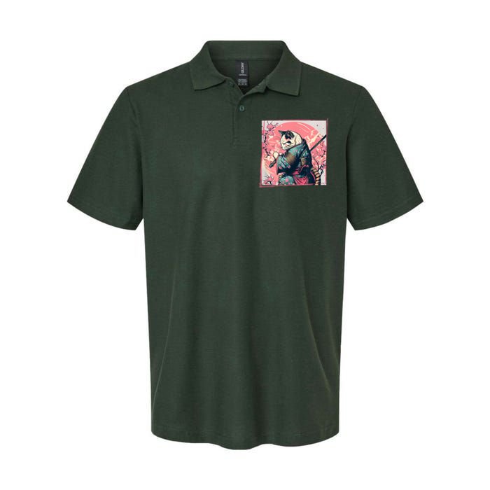 Japanese Art Cat Ninja Ukiyo E Anime Style Samurai Cat Softstyle Adult Sport Polo