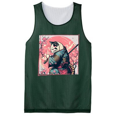 Japanese Art Cat Ninja Ukiyo E Anime Style Samurai Cat Mesh Reversible Basketball Jersey Tank