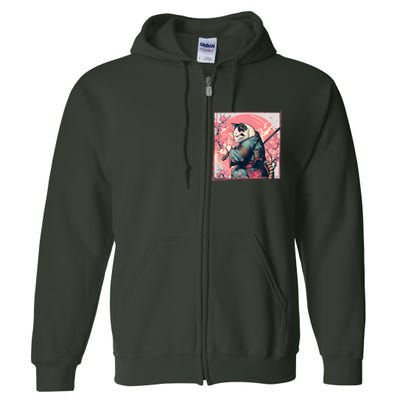 Japanese Art Cat Ninja Ukiyo E Anime Style Samurai Cat Full Zip Hoodie