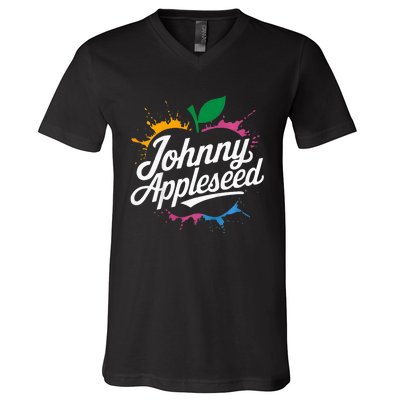 Johnny Appleseed Costume Celebrate Apples Farmer V-Neck T-Shirt