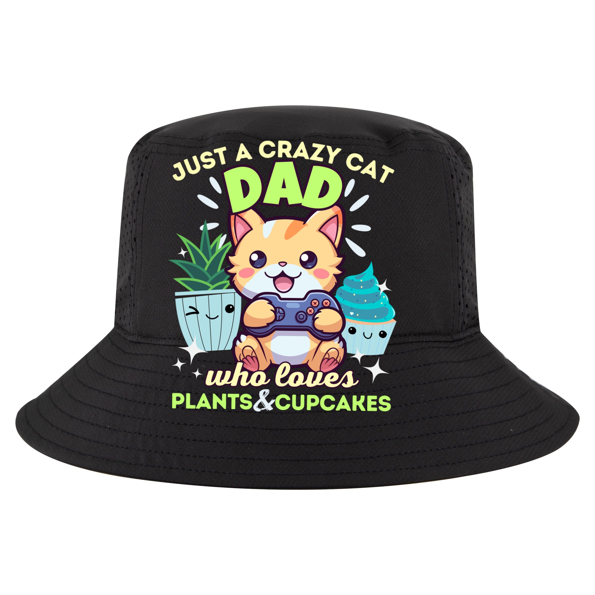 Just A Crazy Cat Dad Who Loves Plants Cupcakes And Gaming Funny Gift Cooling Performance Crew T-Shirt