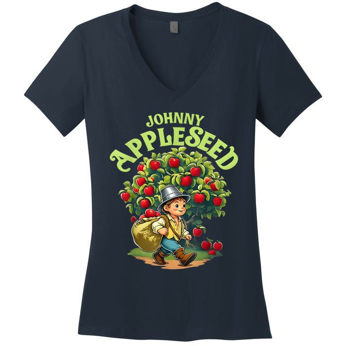 Johnny Appleseed Costume Halloween Costume Storybook Outfit Women's V-Neck T-Shirt