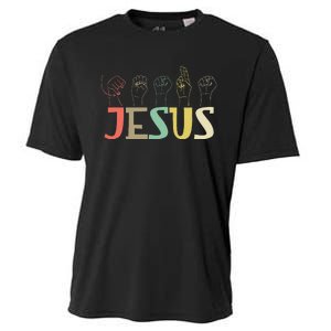 Jesus Asl Christian Deaf Dhh Asl Teacher Sign Language Cooling Performance Crew T-Shirt