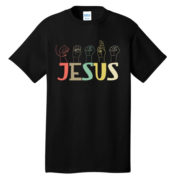 Jesus Asl Christian Deaf Dhh Asl Teacher Sign Language Tall T-Shirt