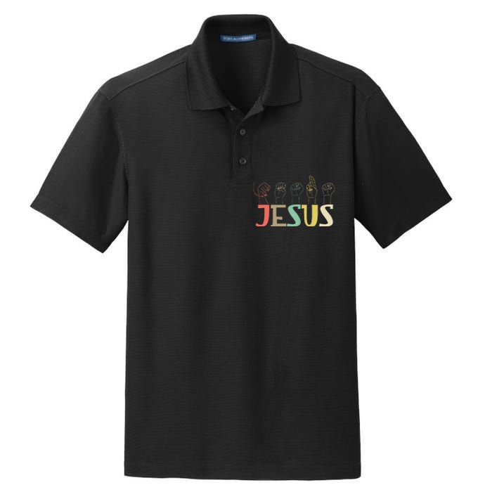 Jesus Asl Christian Deaf Dhh Asl Teacher Sign Language Dry Zone Grid Polo