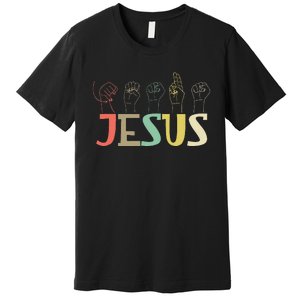 Jesus Asl Christian Deaf Dhh Asl Teacher Sign Language Premium T-Shirt