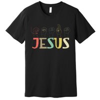 Jesus Asl Christian Deaf Dhh Asl Teacher Sign Language Premium T-Shirt