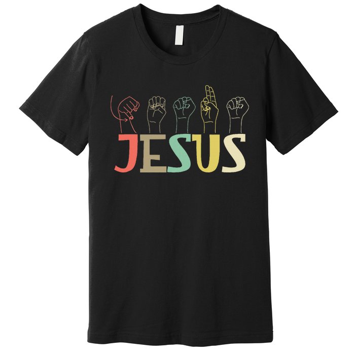 Jesus Asl Christian Deaf Dhh Asl Teacher Sign Language Premium T-Shirt