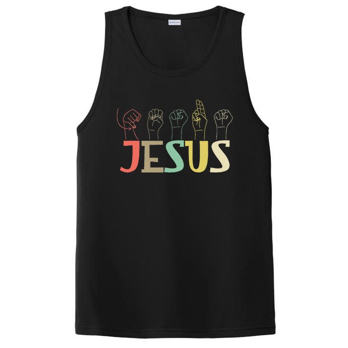 Jesus Asl Christian Deaf Dhh Asl Teacher Sign Language PosiCharge Competitor Tank