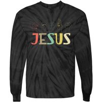 Jesus Asl Christian Deaf Dhh Asl Teacher Sign Language Tie-Dye Long Sleeve Shirt