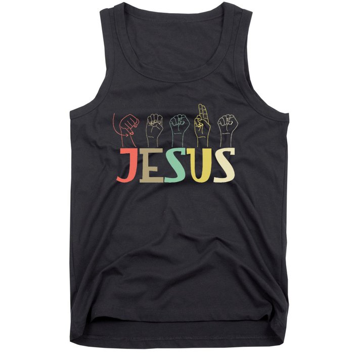 Jesus Asl Christian Deaf Dhh Asl Teacher Sign Language Tank Top