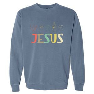 Jesus Asl Christian Deaf Dhh Asl Teacher Sign Language Garment-Dyed Sweatshirt