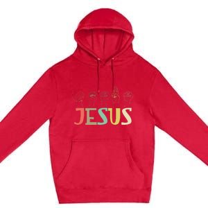 Jesus Asl Christian Deaf Dhh Asl Teacher Sign Language Premium Pullover Hoodie