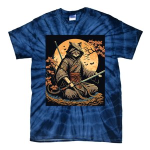 Japanese Art Cat Ninja Ukiyoe Anime Style Samurai Cat Tie-Dye T-Shirt