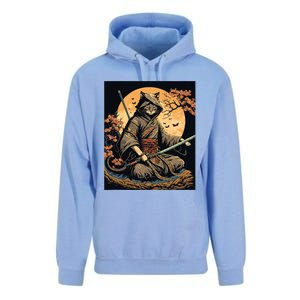 Japanese Art Cat Ninja Ukiyoe Anime Style Samurai Cat Unisex Surf Hoodie