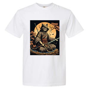 Japanese Art Cat Ninja Ukiyoe Anime Style Samurai Cat Garment-Dyed Heavyweight T-Shirt