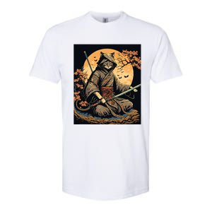 Japanese Art Cat Ninja Ukiyoe Anime Style Samurai Cat Softstyle CVC T-Shirt