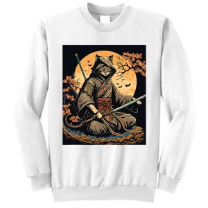 Japanese Art Cat Ninja Ukiyoe Anime Style Samurai Cat Sweatshirt