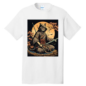 Japanese Art Cat Ninja Ukiyoe Anime Style Samurai Cat Tall T-Shirt