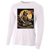 Japanese Art Cat Ninja Ukiyoe Anime Style Samurai Cat Cooling Performance Long Sleeve Crew