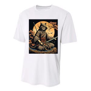 Japanese Art Cat Ninja Ukiyoe Anime Style Samurai Cat Performance Sprint T-Shirt