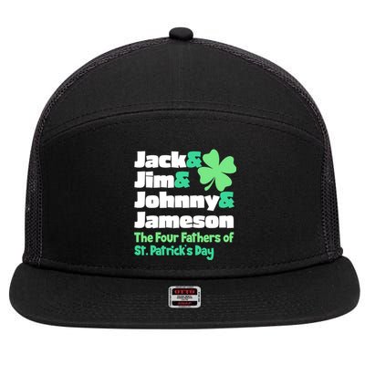 Jack Jim Johnny Jameson The Four Fathers Of St Patrick's Day 7 Panel Mesh Trucker Snapback Hat