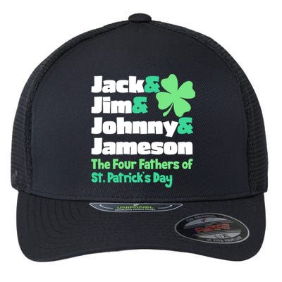 Jack Jim Johnny Jameson The Four Fathers Of St Patrick's Day Flexfit Unipanel Trucker Cap