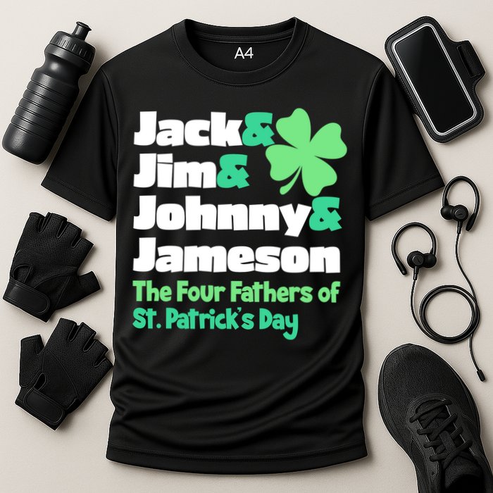 Jack Jim Johnny Jameson The Four Fathers Of St Patrick's Day Cooling Performance Crew T-Shirt