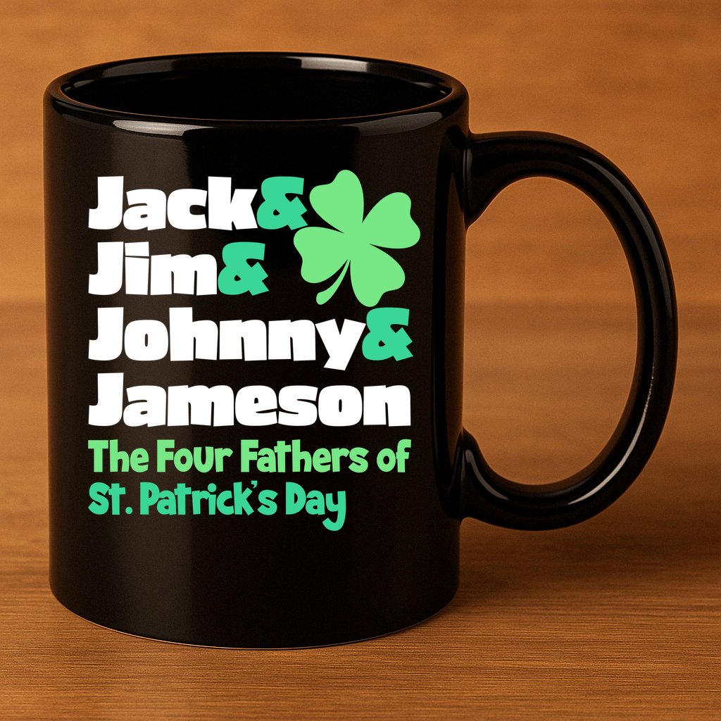 Jack Jim Johnny Jameson The Four Fathers Of St Patrick's Day 11oz C Handle Ceramic Mug