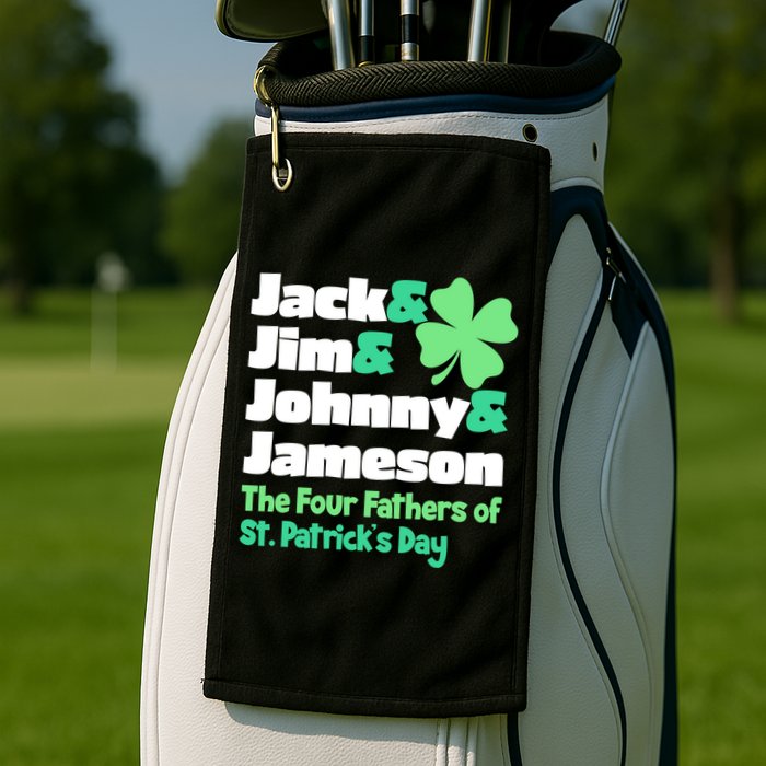 Jack Jim Johnny Jameson The Four Fathers Of St Patrick's Day Golf Towel
