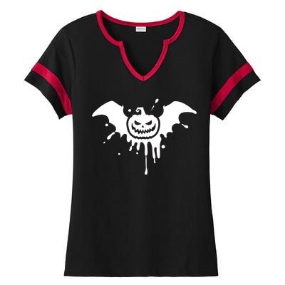 Jack O Lantern Bat Ladies Halftime Notch Neck Tee